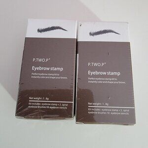 2 Eyebrow Stencil Kits with Eyebrow Stamp Natural Brown Bundle of 2 Kits